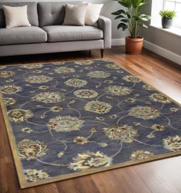 5' X 8' Dark Gray Green And Brown Wool Floral Hand Tufted Area Rug