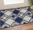 2' X 3' Blue Ivory And Gray Geometric Area Rug
