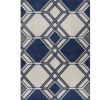 2' X 3' Blue Ivory And Gray Geometric Area Rug
