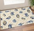 2' X 3' Sand Beige And Blue Fish Hand Tufted Area Rug