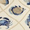 2' X 3' Sand Beige And Blue Fish Hand Tufted Area Rug