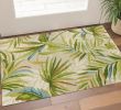 2' X 3' Sand Green And Blue Botanical Leaves Hand Tufted Area Rug