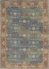 2' X 4' Blue Red And Beige Floral Medallion Hand Woven Distressed Area Rug