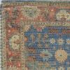 2' X 4' Blue Red And Beige Floral Medallion Hand Woven Distressed Area Rug