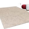 2' X 4' Sand And Beige Wool Geometric Hand Tufted Area Rug