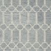 2' X 4' Slate Blue And Ivory Wool Geometric Hand Tufted Area Rug