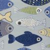 2' X 4' Blue Ivory And Green Fish Hand Tufted Area Rug