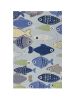 2' X 4' Blue Ivory And Green Fish Hand Tufted Area Rug