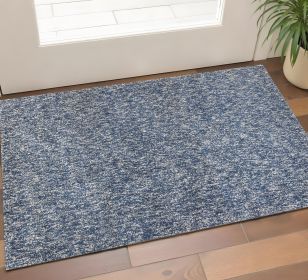 2' X 4' Indigo And Ivory Abstract Hand Woven Area Rug