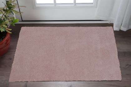 2' X 4' Pink Shag Hand Woven Area Rug