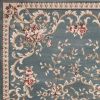 8' Slate Blue Red And Ivory Floral Medallion Runner Rug