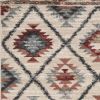 8' Ivory Red And Gray Southwestern Runner Rug