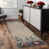 8' Beige Gray And Rust Southwestern Runner Rug