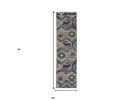 8' Charcoal Gray And Tan Woodland Lodge Runner Rug