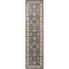 8' Gray And Ivory Floral Medallion Runner Rug