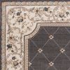 8' Gray And Ivory Floral Runner Rug