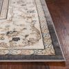 8' Gray And Ivory Floral Runner Rug