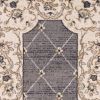 8' Gray And Ivory Floral Runner Rug