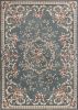 3' X 5' Slate Blue And Red Floral Medallion Area Rug