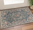 3' X 5' Slate Blue And Red Floral Medallion Area Rug