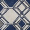 3' X 5' Blue Ivory And Gray Geometric Area Rug
