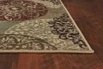 3' X 5' Sage Brown And Ivory Floral Medallion Area Rug