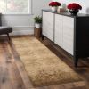 8' Beige And Tan Floral Medallion Runner Rug
