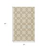 2' X 4' Ivory And Brown Wool Geometric Hand Tufted Area Rug