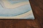 2' X 4' Blue Beige And Green Wool Abstract Hand Tufted Area Rug