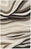 2' X 4' Beige Ivory And Black Wool Abstract Hand Tufted Area Rug