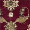 8' Red Beige And Brown Floral Vines Runner Rug