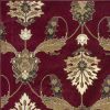 8' Red Beige And Brown Floral Vines Runner Rug