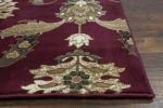 8' Red Beige And Brown Floral Vines Runner Rug