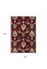 8' Red Beige And Brown Floral Vines Runner Rug
