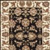 8' Black Ivory And Brown Floral Medallion Runner Rug