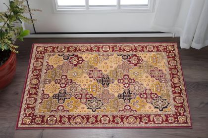 3' X 5' Red Orange And Black Quatrefoil Area Rug