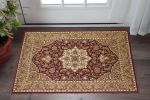 3' X 5' Red And Beige Floral Medallion Area Rug