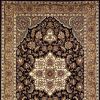 3' X 5' Black And Beige Floral Medallion Area Rug