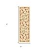 8' Ivory Green and Red Floral Vines Runner Rug