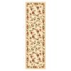 8' Ivory Green and Red Floral Vines Runner Rug