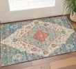 3' X 5' Blue Beige And Brick Red Jute Medallion Hand Woven Area Rug