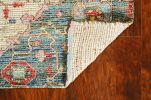 3' X 5' Blue Beige And Brick Red Jute Medallion Hand Woven Area Rug