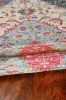 3' X 5' Blue Beige And Brick Red Jute Medallion Hand Woven Area Rug