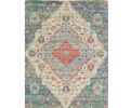 3' X 5' Blue Beige And Brick Red Jute Medallion Hand Woven Area Rug
