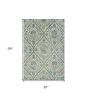 3' X 5' Green Ivory And Teal Medallion Area Rug
