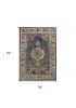 3' X 5' Navy Blue Gold And Ivory Medallion Area Rug