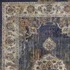 3' X 5' Navy Blue Gold And Ivory Medallion Area Rug