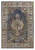 3' X 5' Navy Blue Gold And Ivory Medallion Area Rug