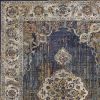 3' X 5' Navy Blue Gold And Ivory Medallion Area Rug