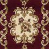 8' Red and Ivory Floral Border Runner Rug